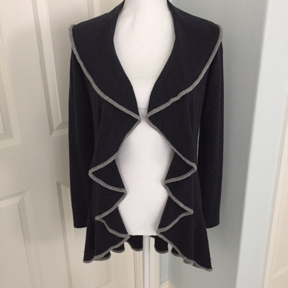 🖤 Autumn Cashmere 🖤 Gray Contrast-Piped Cardigan